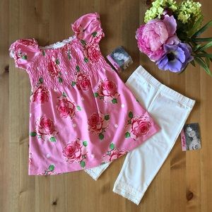 Flapdoodles NWT Rose Print 2-piece set